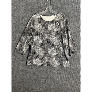 Kim Rogers Womens Printed Shirt Size XL Animal Print Casual Cotton Stretch